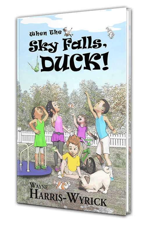 When the Sky Falls, DUCK! by Wayne Harris-Wyrick & 4RV Publishing, illustrated by Aidana WillowRaven (2D cover)